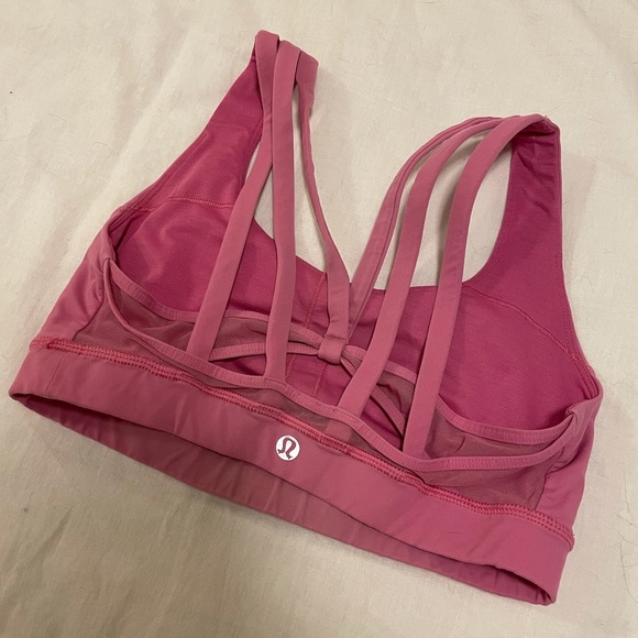 Dark Pink lulu Criss across Sports Bra - Picture 3 of 4
